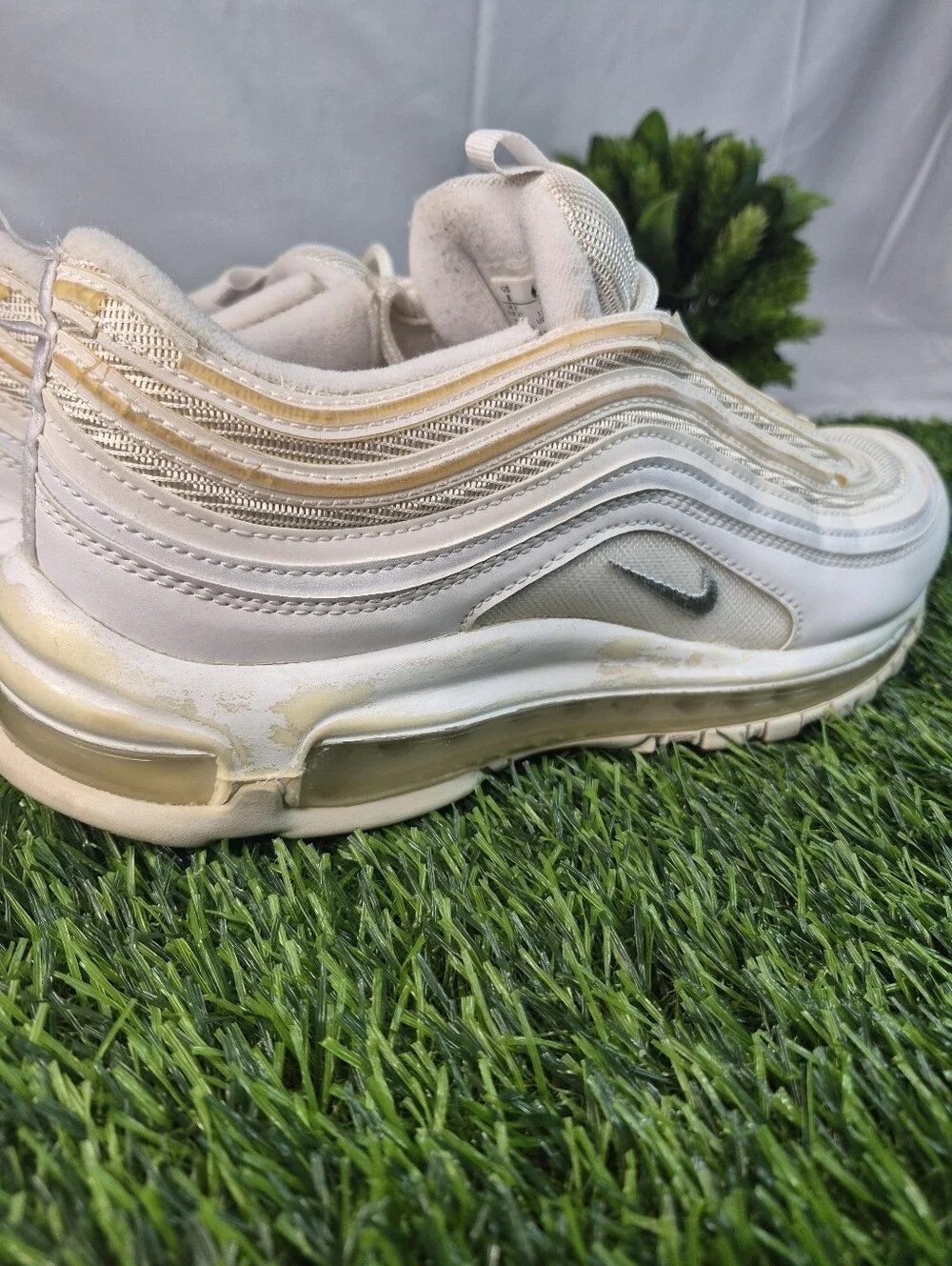 Nike Air Max 97 White Metallic Silver Men’s Size 8 921826-101 Sneakers